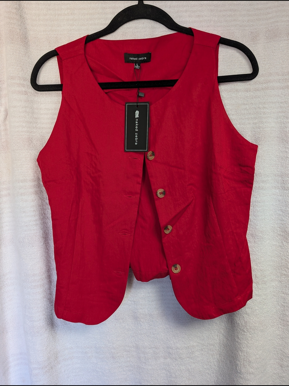 Naked Zebra Bright Red Button-Front Vest